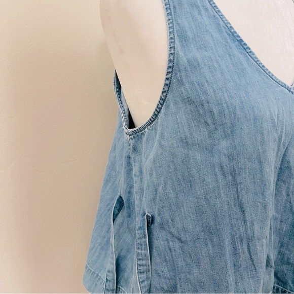 ✨ Madewell V Neck Sleeveless Denim Side-Tie Tank Top in Size Small - Picture 4 of 7
